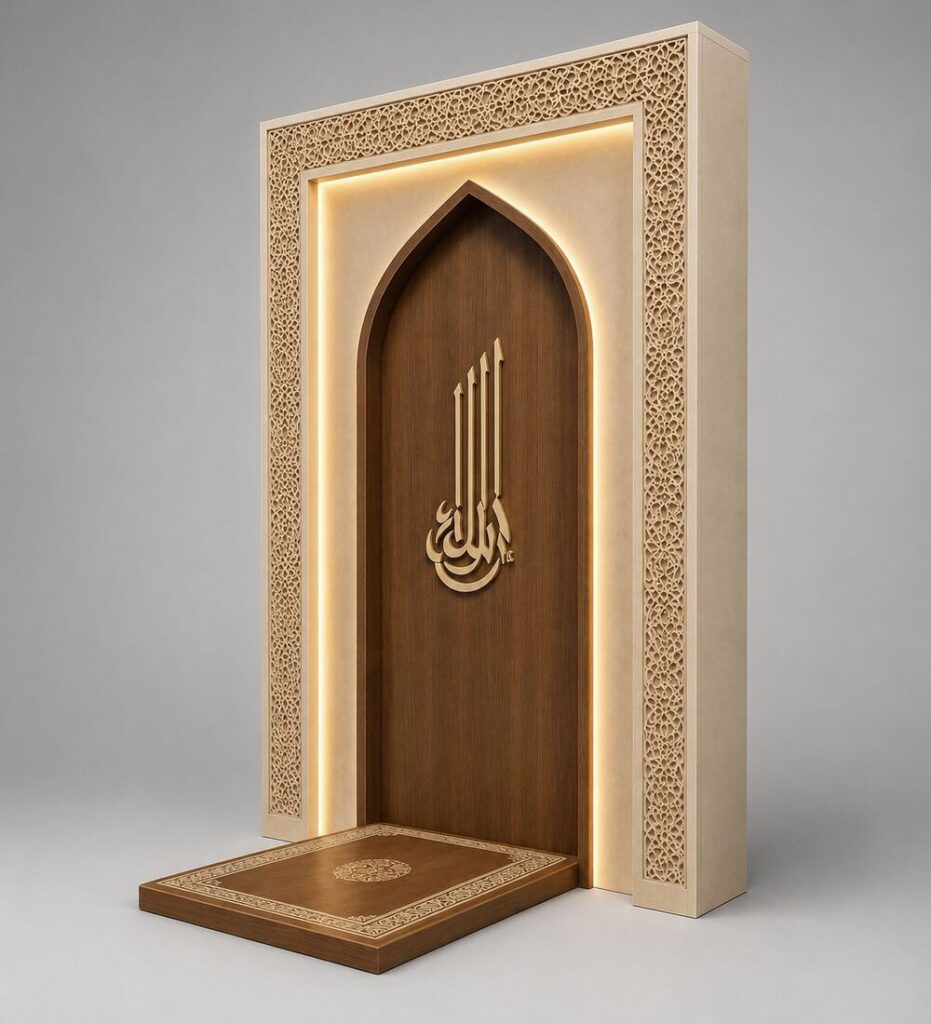 LED Aydınlatmalı Modern Ahşap Cami Mihrabı – Model MH-0023 – özel üretim özel üretim ahşap kapı