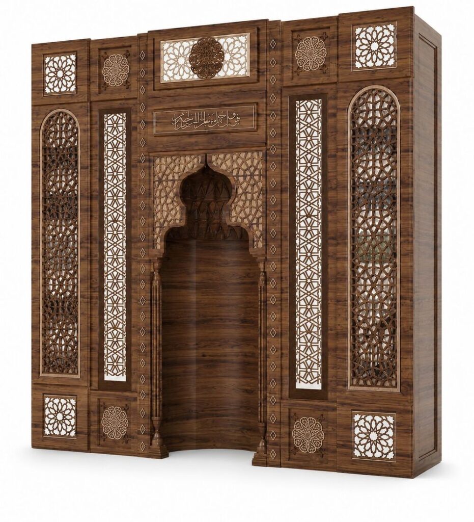 Osmanlı Tarzı Ahşap Cami Mihrabı – 5 Metre – özel üretim özel üretim ahşap raf