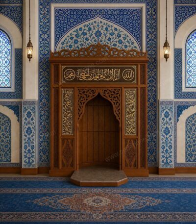 Altın Hatlı Klasik Ahşap Cami Mihrabı – özel üretim özel üretim ahşap ürün