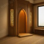 LED Kafesli Ahşap Cami Mihrabı – özel üretim ahşap ürün detay görünümü 1