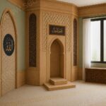 Köşe Kafesli Ahşap Cami Mihrabı – özel üretim ahşap ürün detay görünümü 2