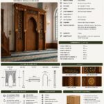 Hatlı Kafesli Ahşap Cami Mihrabı – Model MH-0032 – özel üretim ahşap kapı detay görünümü 3