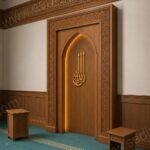 Minimal Hatlı Ahşap Cami Mihrabı – özel üretim ahşap ürün detay görünümü 1