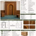 Minimal Hatlı Ahşap Cami Mihrabı – özel üretim ahşap ürün detay görünümü 2