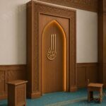 Minimal Hatlı Ahşap Cami Mihrabı – özel üretim ahşap ürün detay görünümü 3