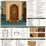 LED Aydınlatmalı Modern Ahşap Cami Mihrabı – Model MH-0023 – özel üretim ahşap kapı detay görünümü 2