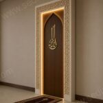 Beyaz Çerçeveli LED Cami Mihrabı – özel üretim ahşap kapı detay görünümü 1