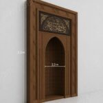 Hatlı Koyu Ahşap Cami Mihrabı – özel üretim ahşap ürün detay görünümü 2
