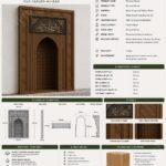 Hatlı Koyu Ahşap Cami Mihrabı – özel üretim ahşap ürün detay görünümü 3