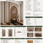Allah Hatlı Sade Cami Mihrabı – dekoratif ahşap duvar kaplama detay görünümü 2