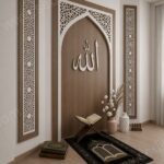 Allah Hatlı Sade Cami Mihrabı – dekoratif ahşap duvar kaplama detay görünümü 3