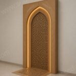 LED Kafesli Namaz Odası – özel üretim ahşap kapı detay görünümü 2