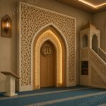 Modern Cami Mihrabı – dekoratif ahşap duvar kaplama detay görünümü 2