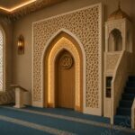 Modern Cami Mihrabı – dekoratif ahşap duvar kaplama detay görünümü 3