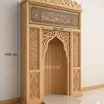 Açık Renkli Taçlı Cami Mihrabı – özel üretim ahşap ürün detay görünümü 3