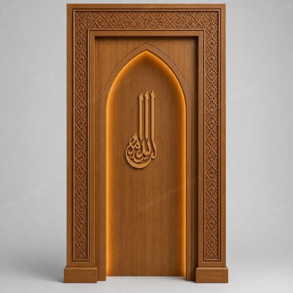 Minimal Hatlı Ahşap Cami Mihrabı – özel üretim özel üretim ahşap ürün
