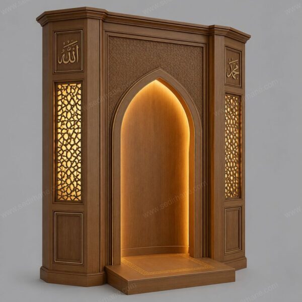 LED Kafesli Ahşap Cami Mihrabı – özel üretim özel üretim ahşap ürün