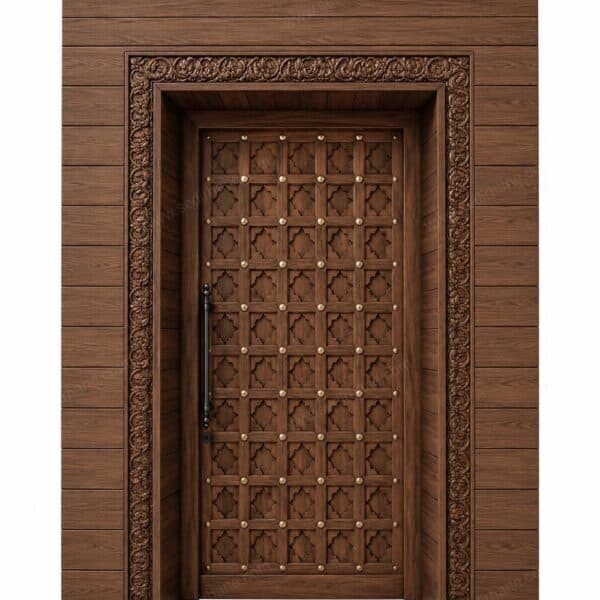Geniş Söveli CNC Oymalı Ahşap Kapı – WCD-05