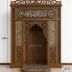 Altın Hatlı Klasik Ahşap Cami Mihrabı – özel üretim ahşap ürün detay görünümü 2