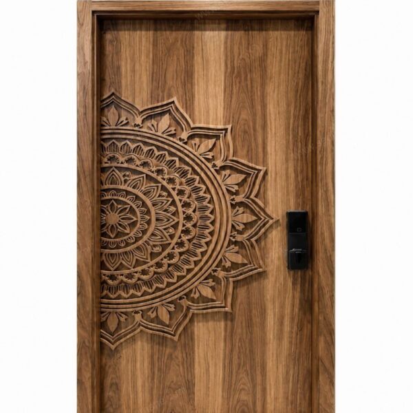 Yarım Mandala Motifli Ahşap Kapı – özel üretim özel üretim ahşap kapı