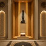 Modern Ahşap Cami Mihrabı – LED Aydınlatmalı ve Rahleli Mihrap – özel üretim ahşap ürün detay görünümü 2