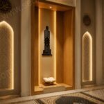 Modern Ahşap Cami Mihrabı – LED Aydınlatmalı ve Rahleli Mihrap – özel üretim ahşap ürün detay görünümü 3