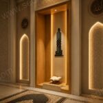 Modern Ahşap Cami Mihrabı – LED Aydınlatmalı ve Rahleli Mihrap – özel üretim ahşap ürün detay görünümü 4