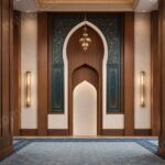 Ahşap Cami Mihrabı – Mavi Motifli Özel Ölçü Cami Mihrabı – özel üretim ahşap ürün detay görünümü 1