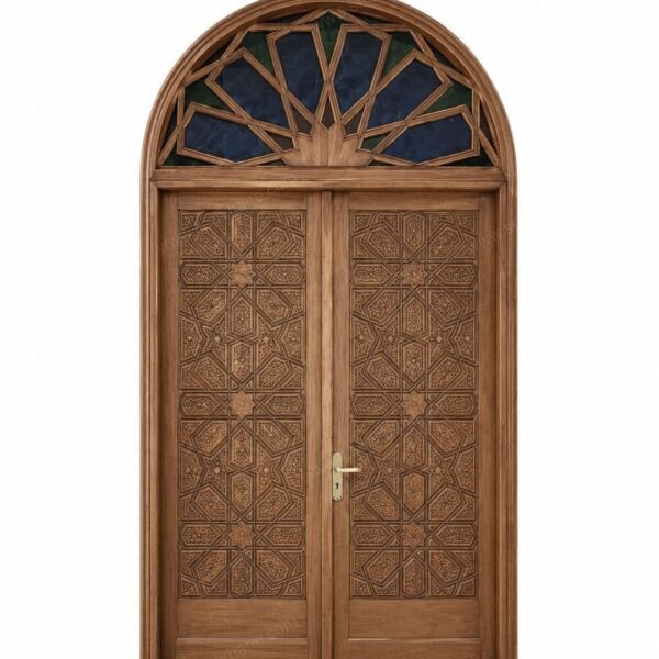Selçuklu Motifli Ahşap Cami Kapısı – Çift Kanatlı Kemerli Kapı – özel üretim özel üretim ahşap kapı