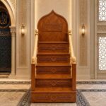 Ahşap Cami Minberi – Küçük Mescitler İçin Kompakt Ahşap Cami Minberi – özel üretim ahşap merdiven detay görünümü 1