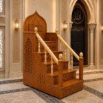 Ahşap Cami Minberi – Küçük Mescitler İçin Kompakt Ahşap Cami Minberi – özel üretim ahşap merdiven detay görünümü 4
