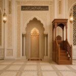 Üst Örtülü İşlemeli Ahşap Cami Minberi – ahşap korkuluk detay görünümü 1