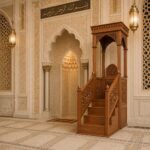 Üst Örtülü İşlemeli Ahşap Cami Minberi – ahşap korkuluk detay görünümü 2