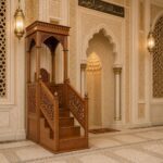 Üst Örtülü İşlemeli Ahşap Cami Minberi – ahşap korkuluk detay görünümü 3