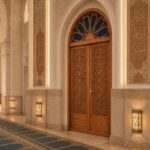 Selçuklu Motifli Ahşap Cami Kapısı – Çift Kanatlı Kemerli Kapı – özel üretim ahşap kapı detay görünümü 2