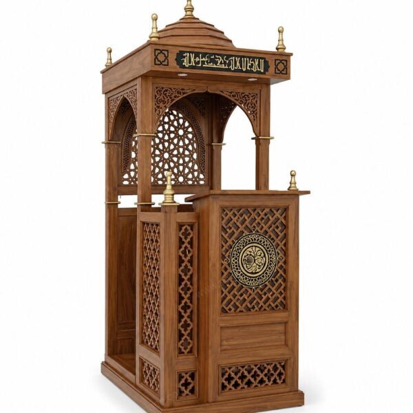 Osmanlı Tarzı Kubbeli Ahşap Cami Minberi – özel üretim özel üretim ahşap raf