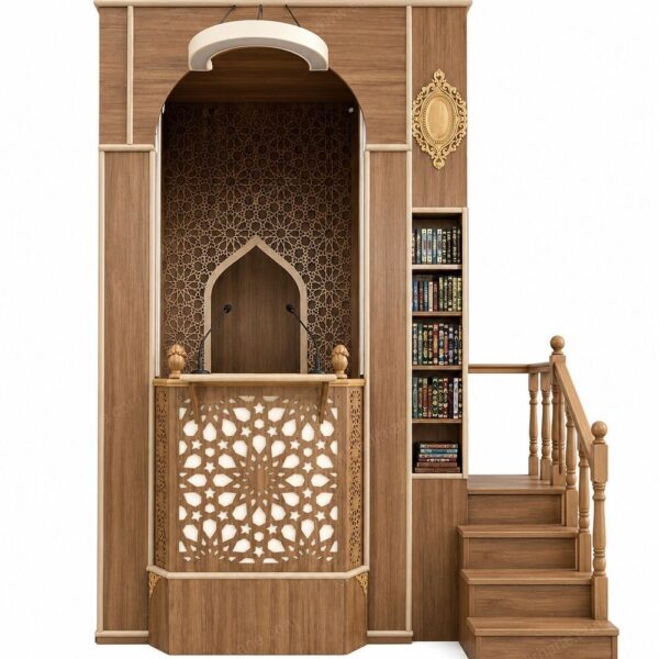 Kitaplıklı Modern Ahşap Cami Minberi – özel üretim özel üretim ahşap raf