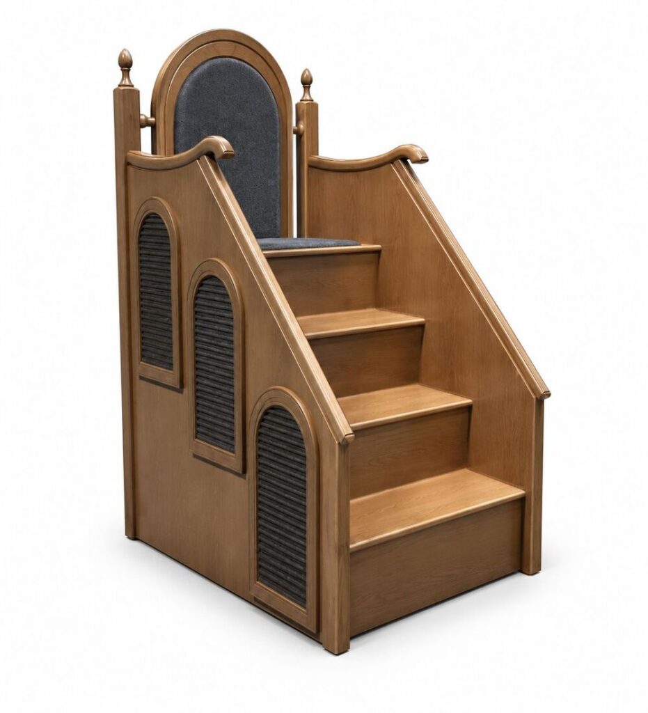 Modern Sade Ahşap Cami Minberi – Kompakt Tasarım – özel üretim özel üretim ahşap ürün