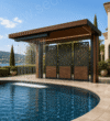 Modern Ahşap Pergola, Dekoratif Panel ve Su Perdesi ürün görseli